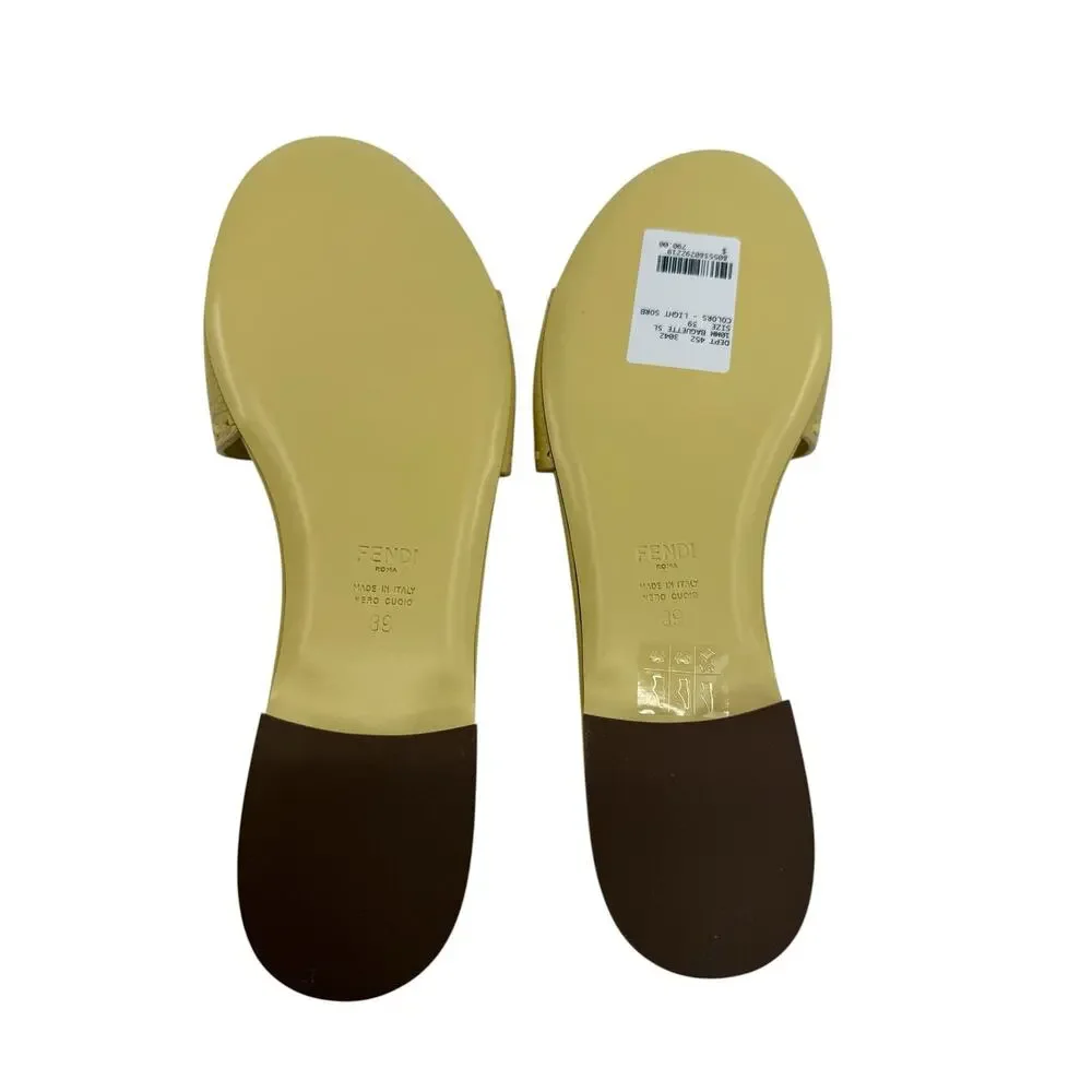 Fendi Baguette FF Leather Buckle Slides (39/9)